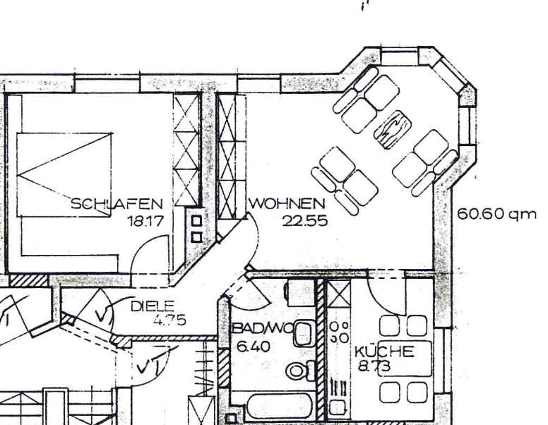 Grundriss der Wohnung im 1. Obergeschoss
